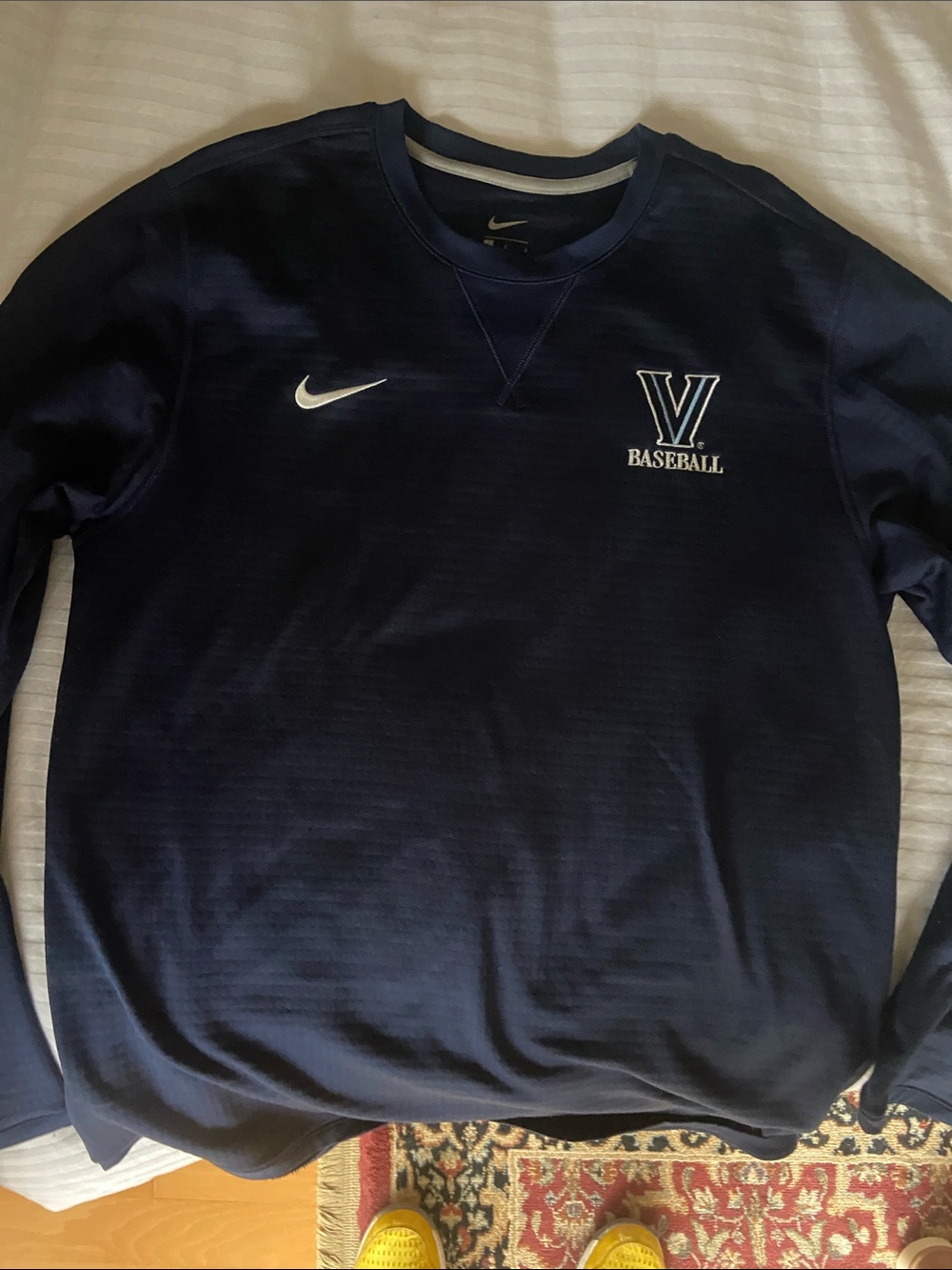 Nike Navy Crewneck Sweatshirt with White Swoosh & Villanova V Logo